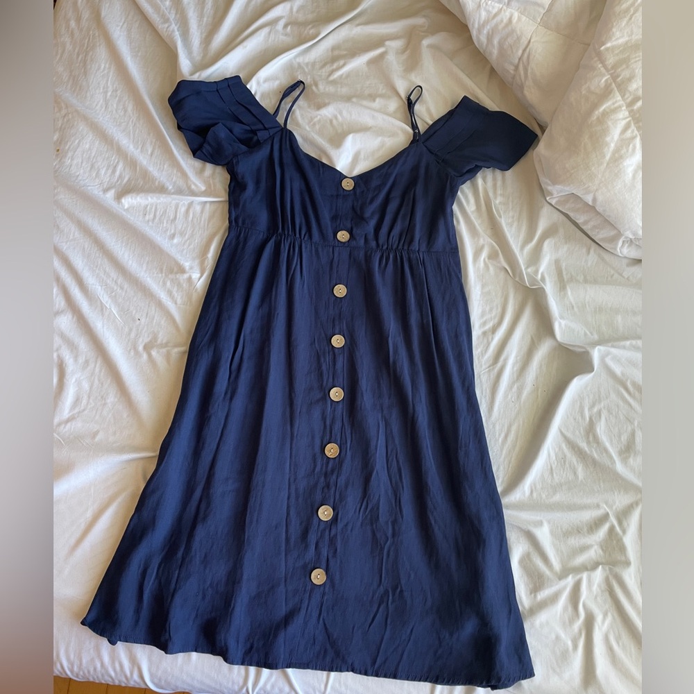 Navy Button-Down Dress